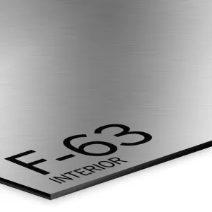 0.2mm Brushed silver (matt) on black LaserFOIL laser engraving laminate ref F63