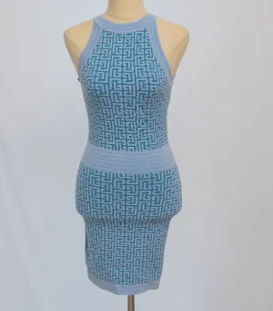 Balmain Monogram Knit Mini Dress