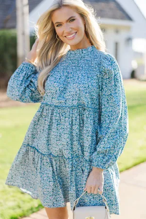 Be Your Best Blue Ditsy Floral Babydoll Dress