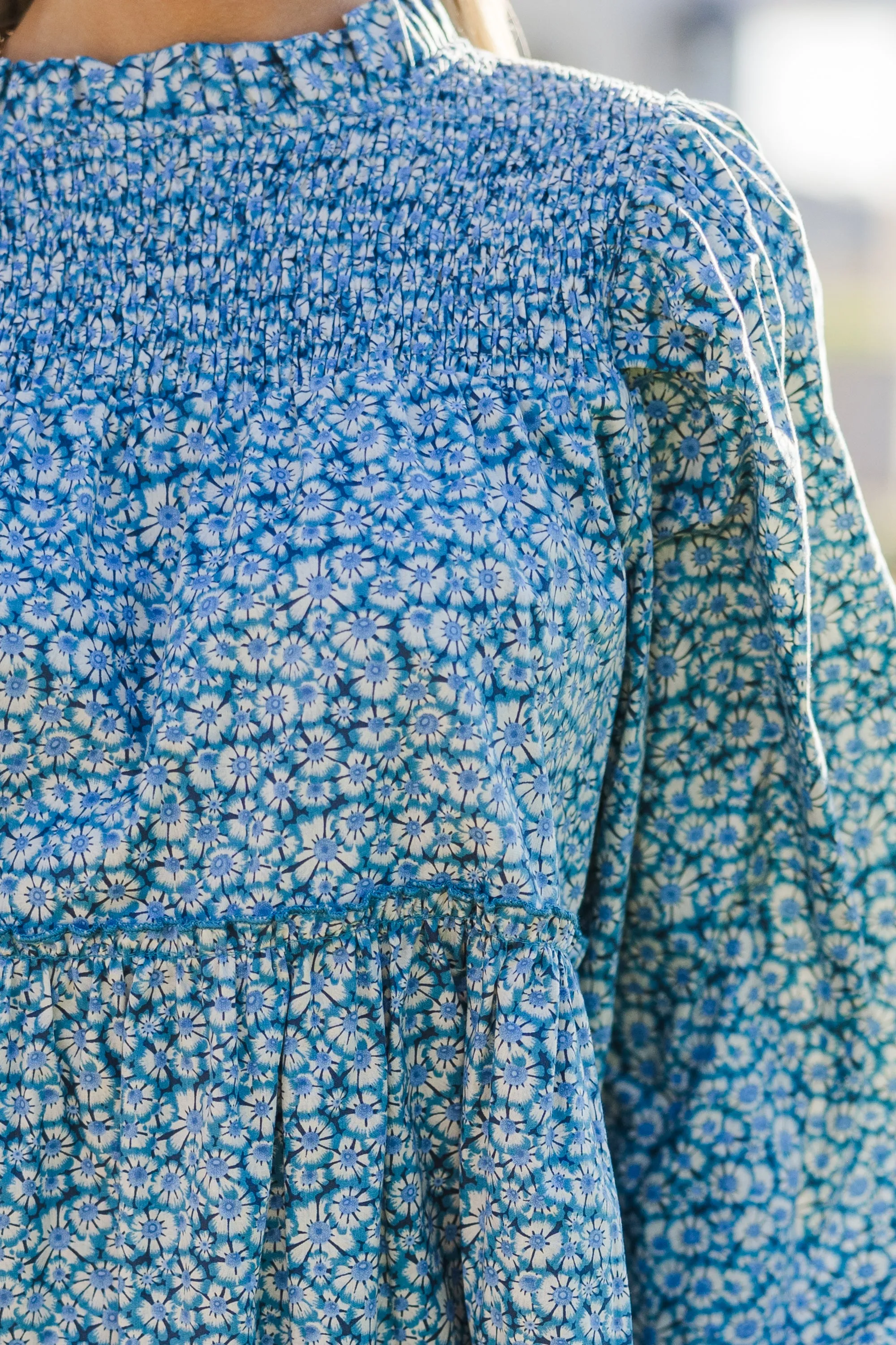 Be Your Best Blue Ditsy Floral Babydoll Dress