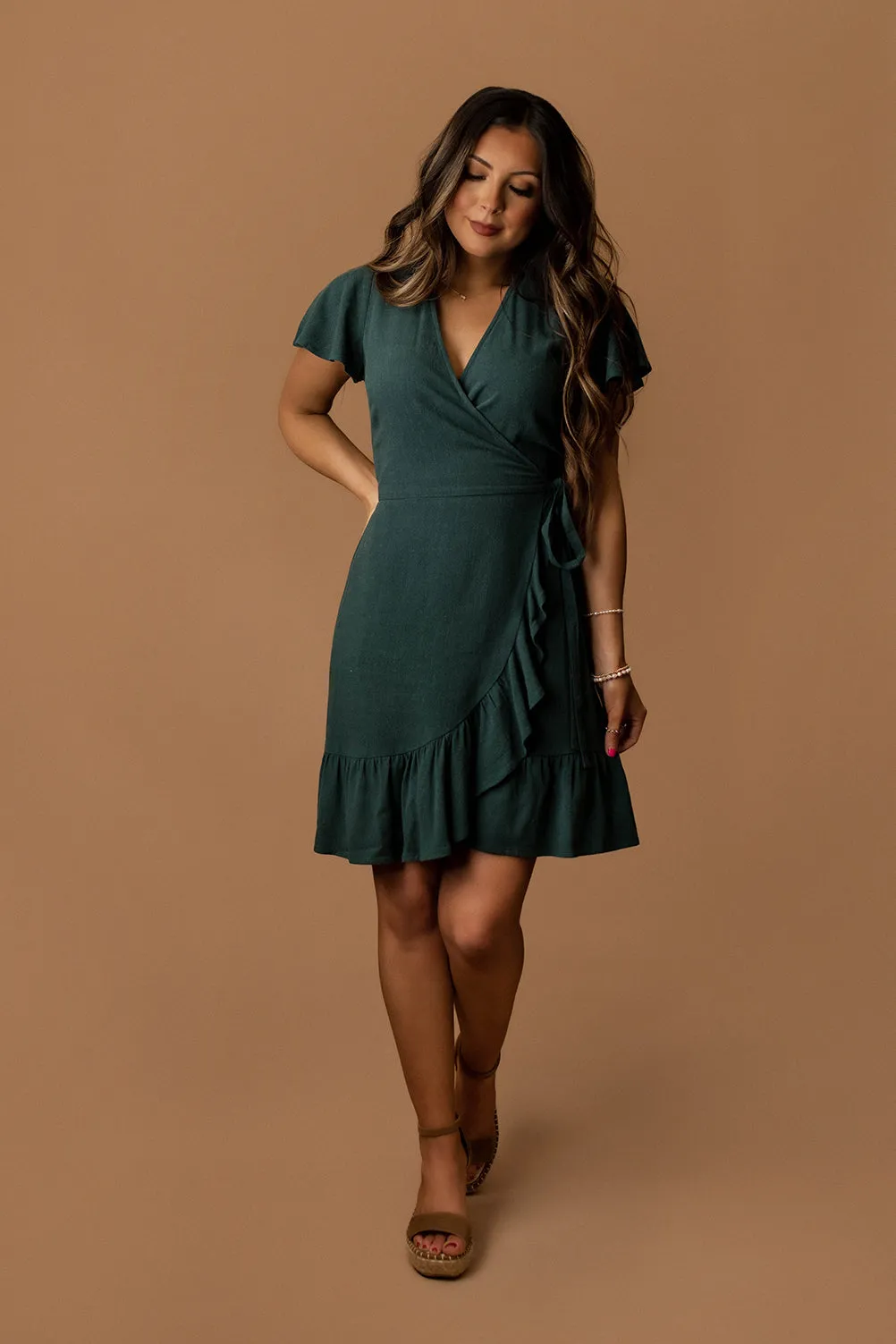 Belong Together Wrap Sun Dress (Dusty Teal)