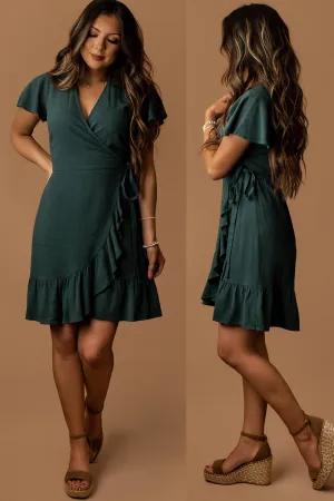 Belong Together Wrap Sun Dress (Dusty Teal)