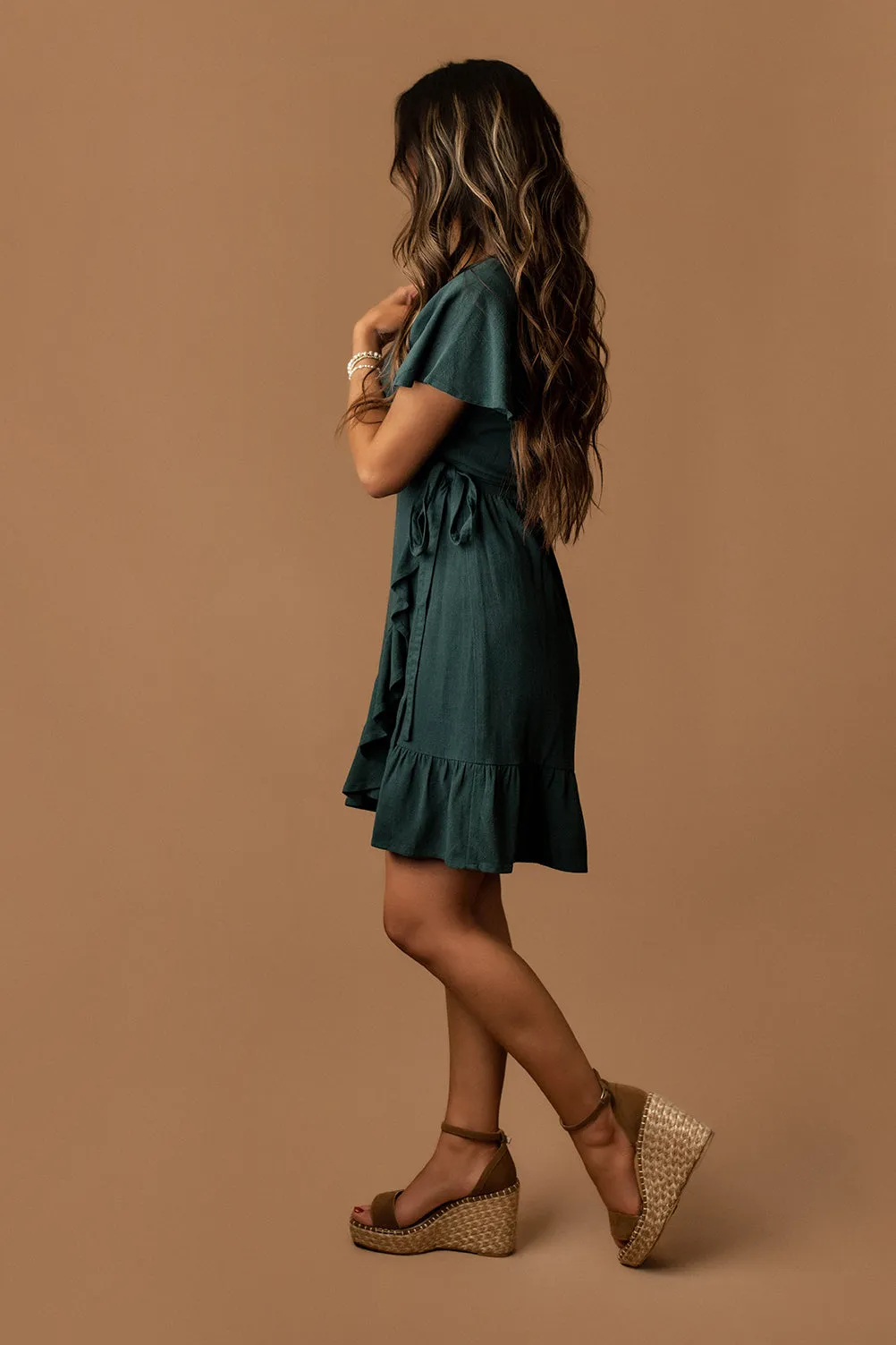 Belong Together Wrap Sun Dress (Dusty Teal)