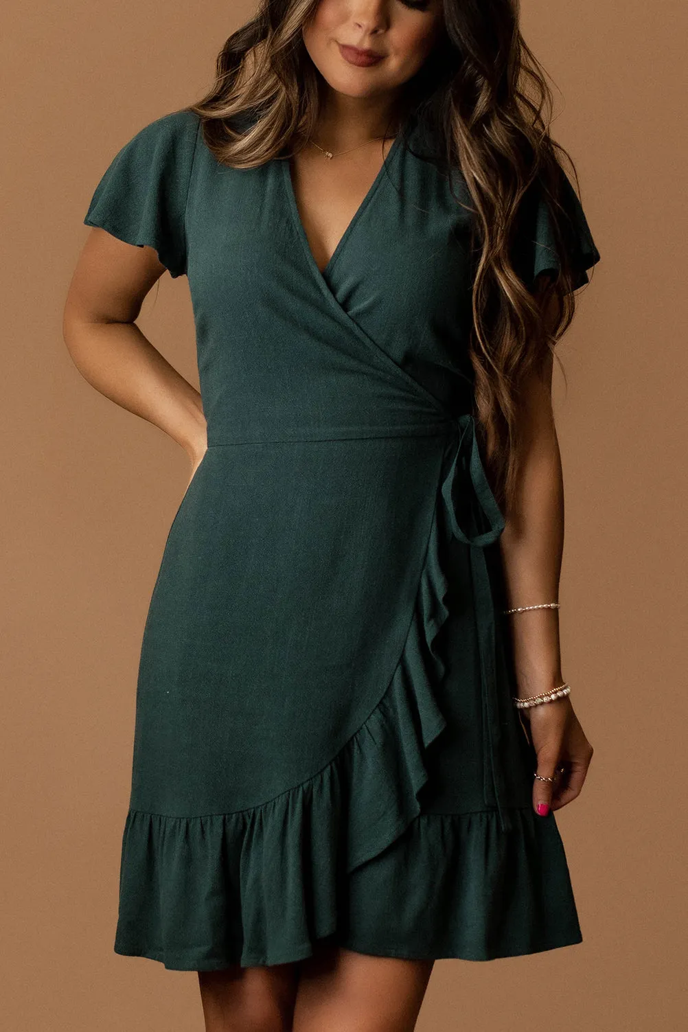 Belong Together Wrap Sun Dress (Dusty Teal)