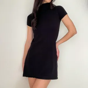 Black Knit Turtleneck Mini Dress