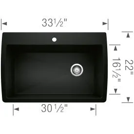 BLANCO 34" Diamond Super Single Dual Mount SILGRANIT Kitchen Sink