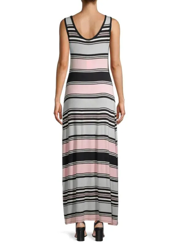 Calvin Klein Stripe Knit Maxi Dress - Rose