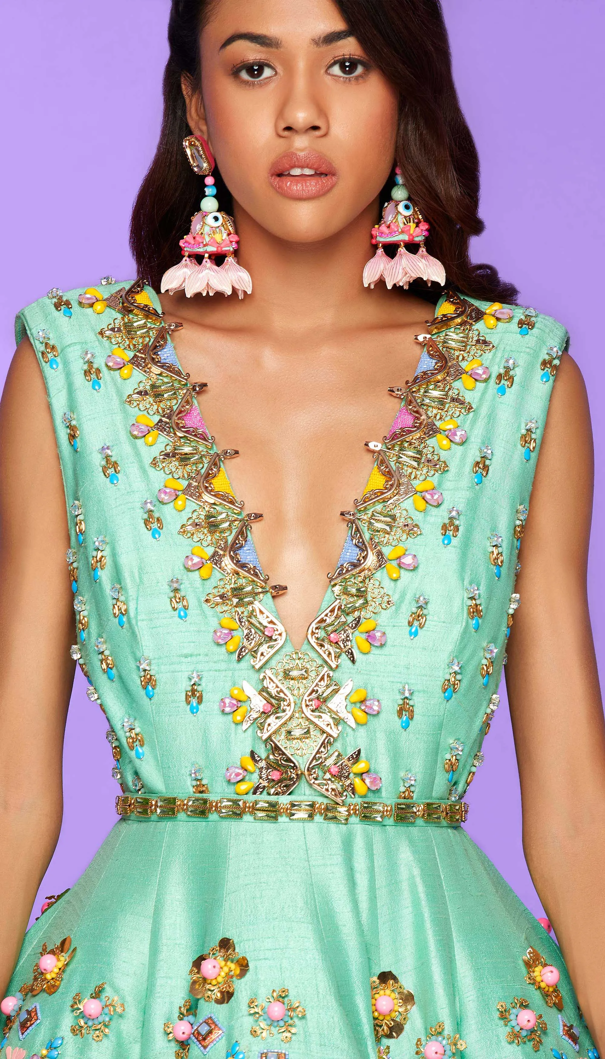 CANDY FLUFF -  MINT AND PINK BABYDOLL DRESS