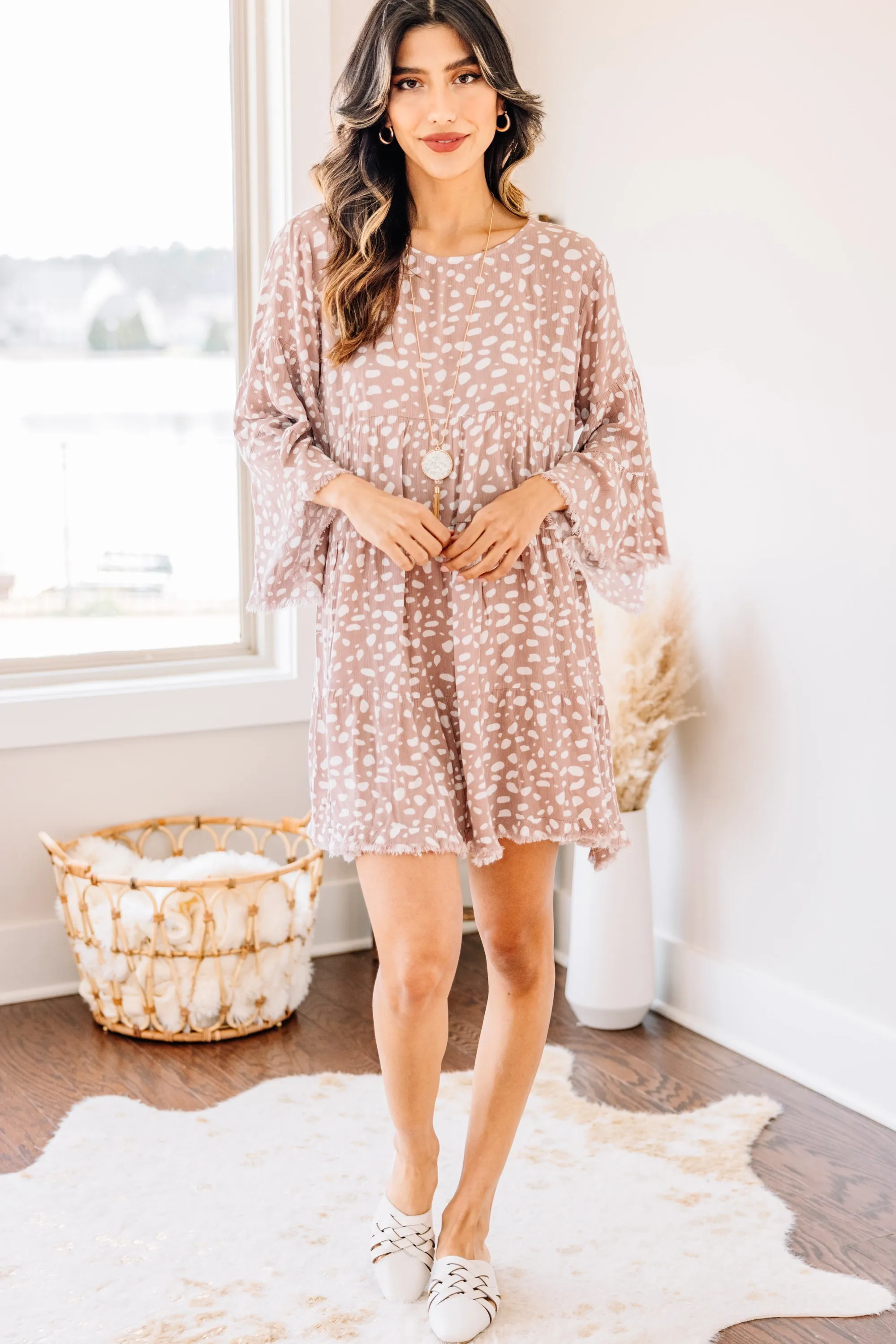 Create Your Own Happy Pale Mauve Spotted Dress