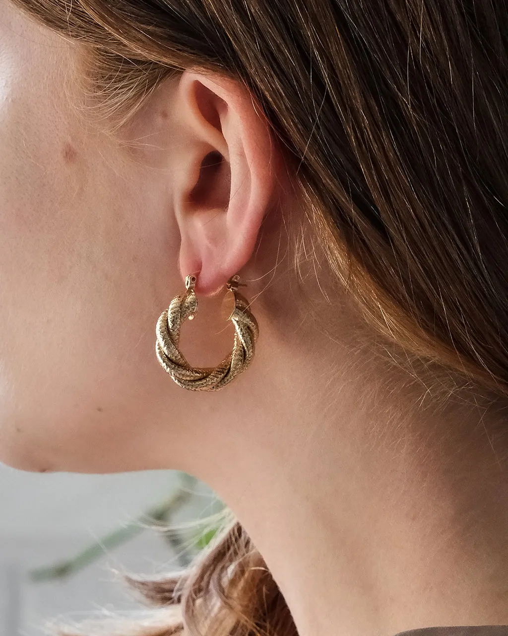 Esme Textured Braided Hoop Earrings