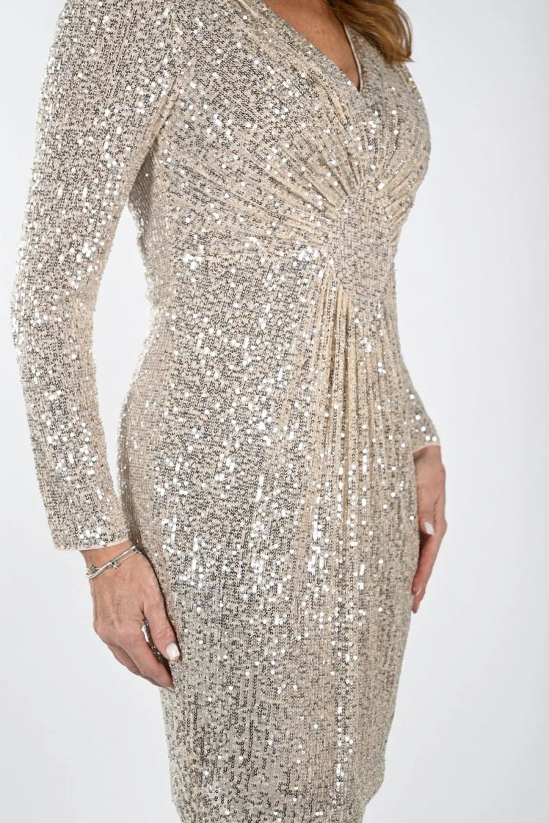 Frank Lyman Nude Silver Knit Dress