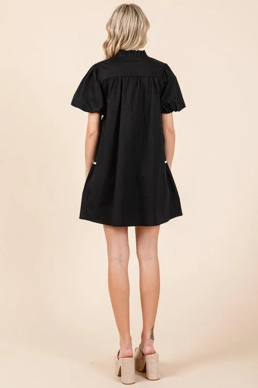 GeeGee Piping Detailed Babydoll Mini Dress
