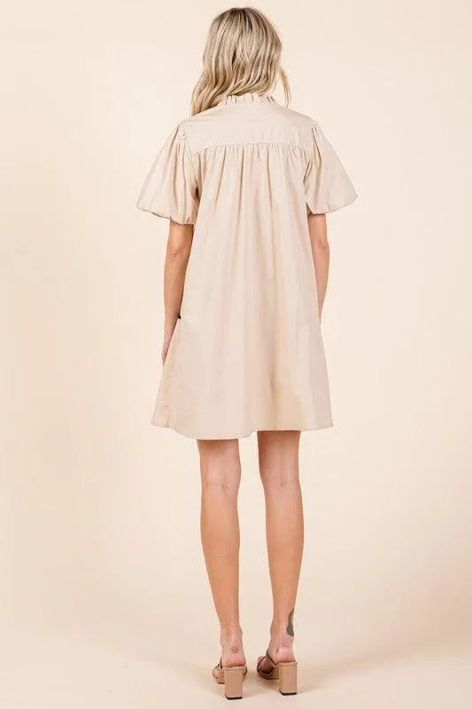 GeeGee Piping Detailed Babydoll Mini Dress