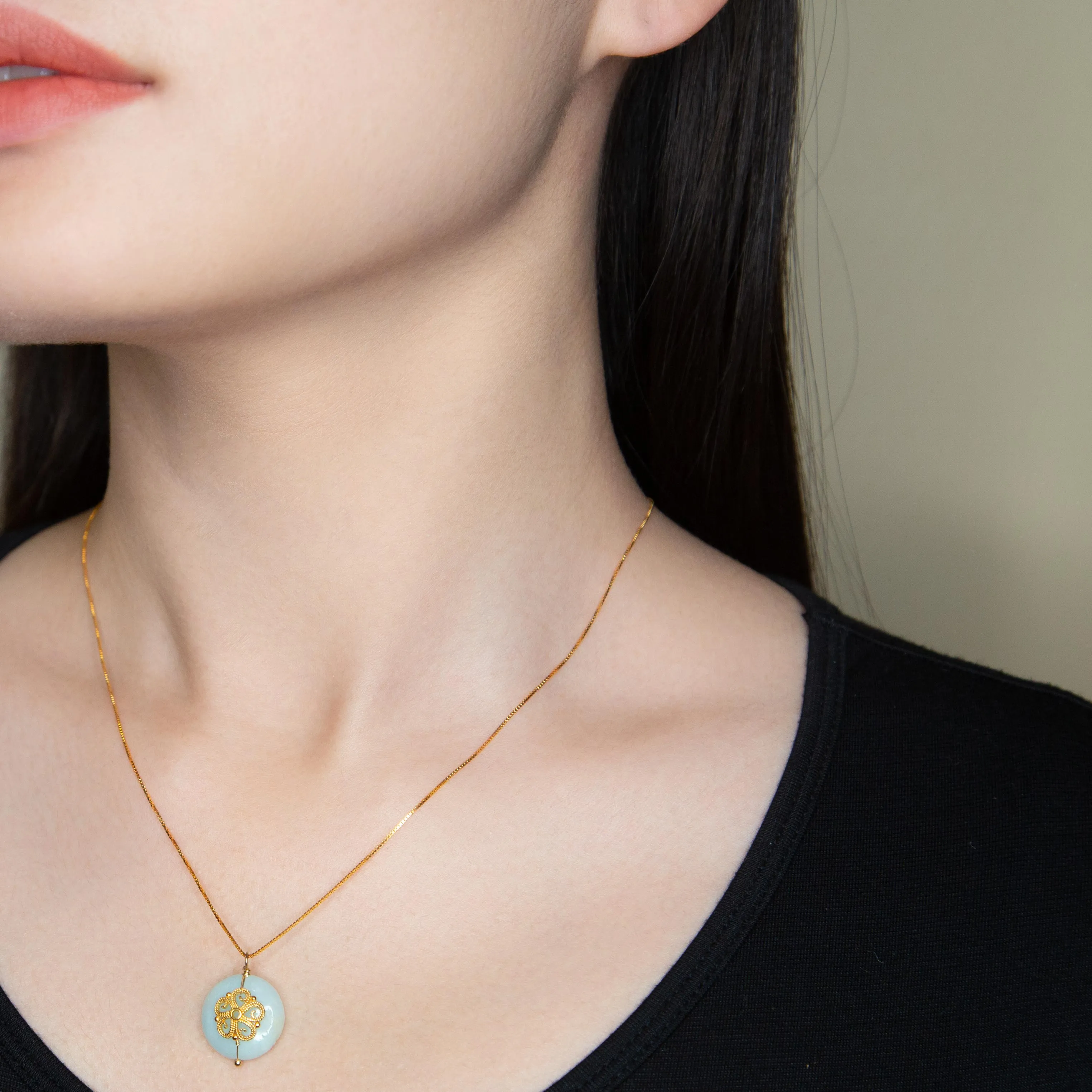 Gold Amazonite Floral Necklace