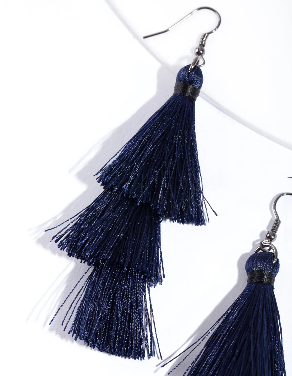 Gunmetal 3 Layer Tassel Earrings