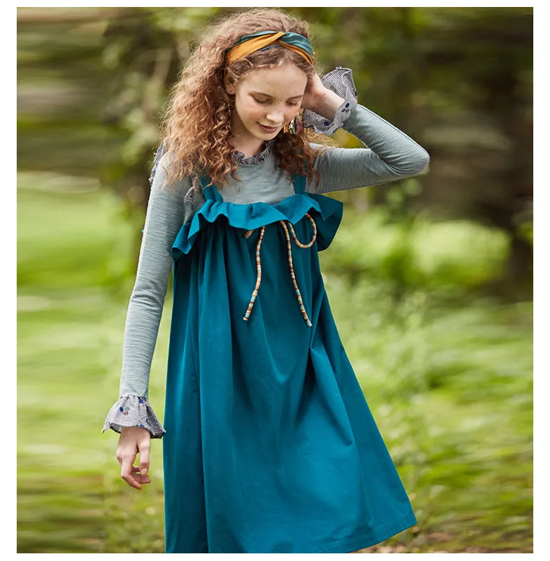 JAM PRINCESS FRILL SHOULDER SMOCK DRESS WITH LACE DETAIL