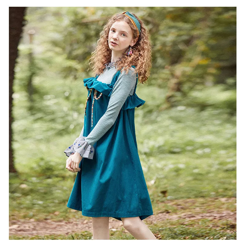 JAM PRINCESS FRILL SHOULDER SMOCK DRESS WITH LACE DETAIL