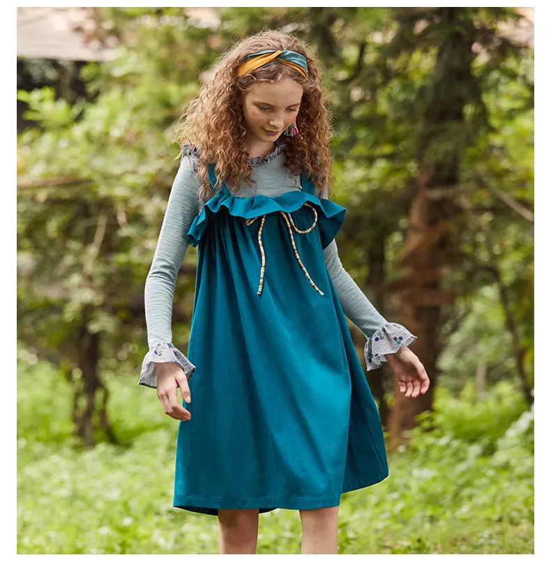 JAM PRINCESS FRILL SHOULDER SMOCK DRESS WITH LACE DETAIL