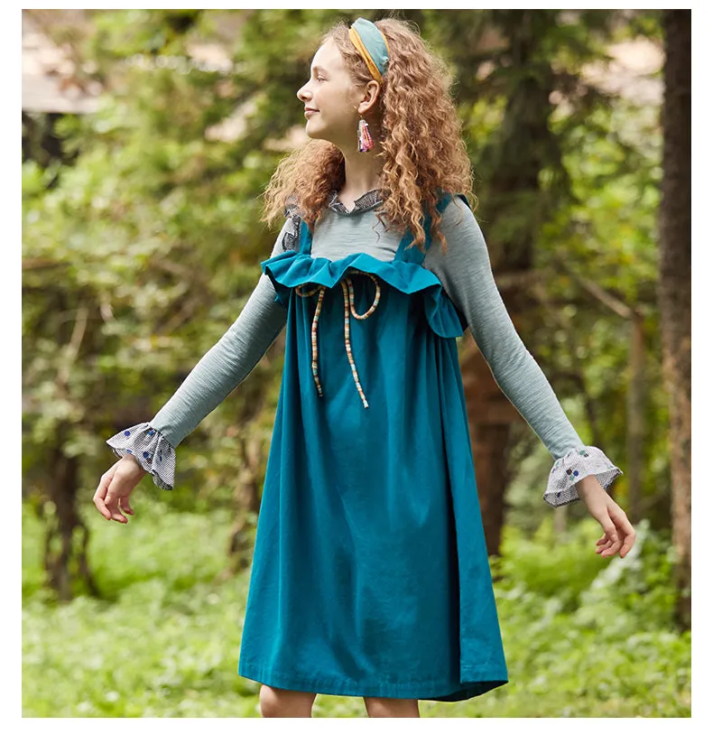 JAM PRINCESS FRILL SHOULDER SMOCK DRESS WITH LACE DETAIL