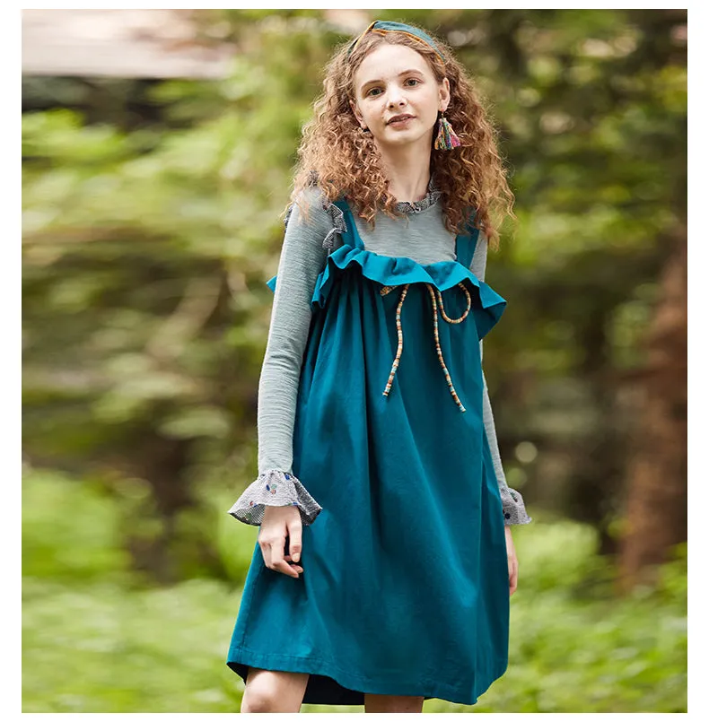 JAM PRINCESS FRILL SHOULDER SMOCK DRESS WITH LACE DETAIL