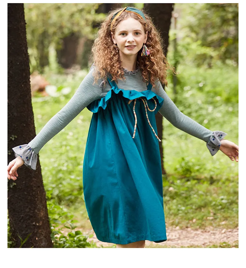 JAM PRINCESS FRILL SHOULDER SMOCK DRESS WITH LACE DETAIL