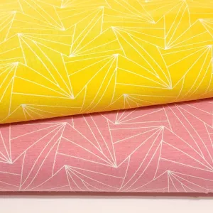 Knit Fabric Pink or Yellow Geometric Cotton Spandex Cute Stretch Knit Fabric For Kids 4 Way Stretch Quality Fabric, Sold by the 1/2 yard.