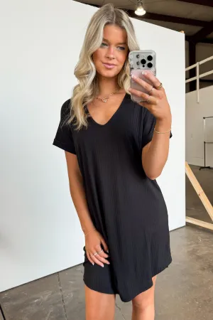 Lyrisa Rib Knit V-Neck Shift Dress - FINAL SALE