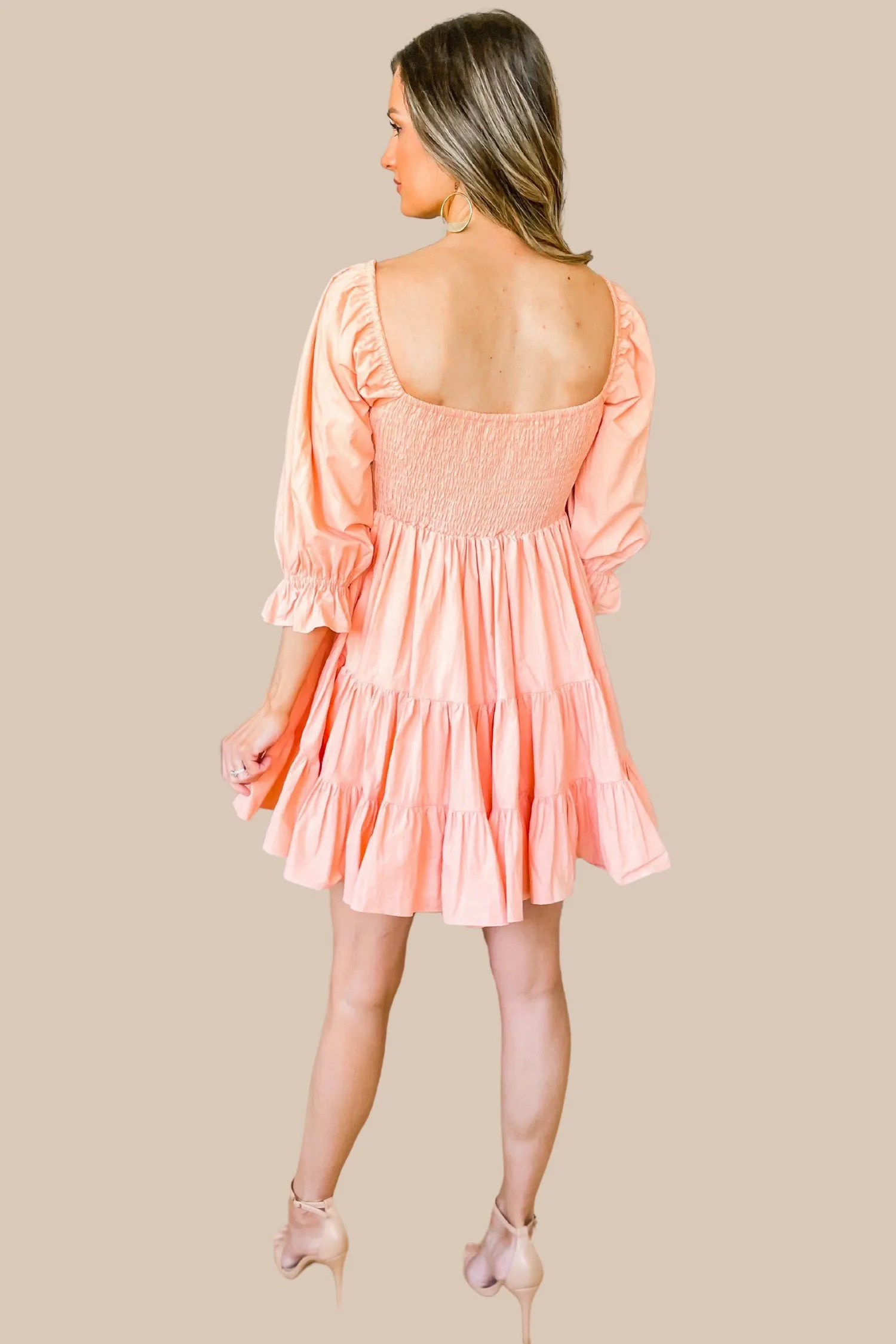 Meant To Be Apricot Babydoll Mini Dress