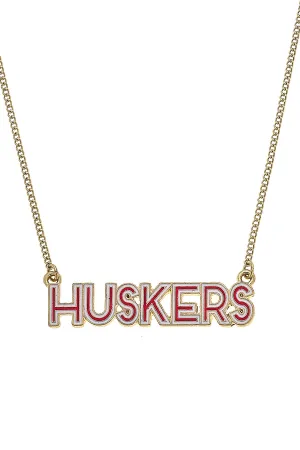 Nebraska Huskers Outline Enamel Necklace in Red