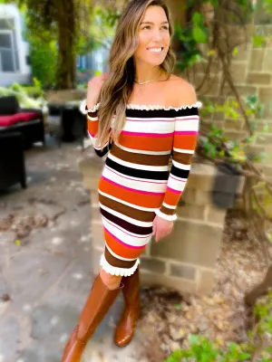 Olga Knit Stripes Midi Dress