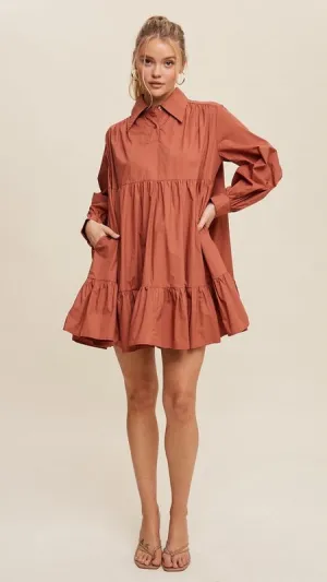 Poplin Tiered Babydoll Dress