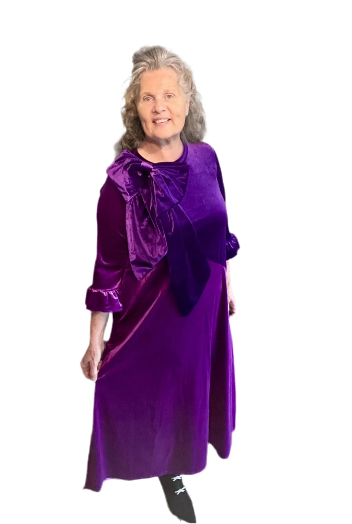 Purple/Plum Velvet Dress:  S-3X.  Can Be Returned For Exchange Only!