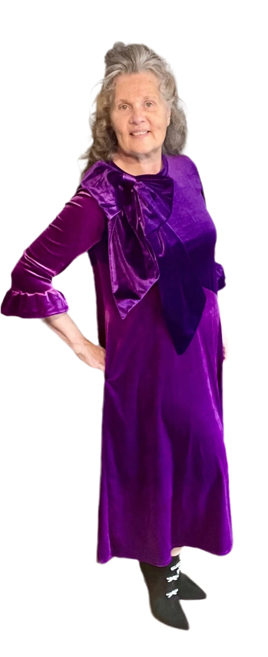 Purple/Plum Velvet Dress:  S-3X.  Can Be Returned For Exchange Only!