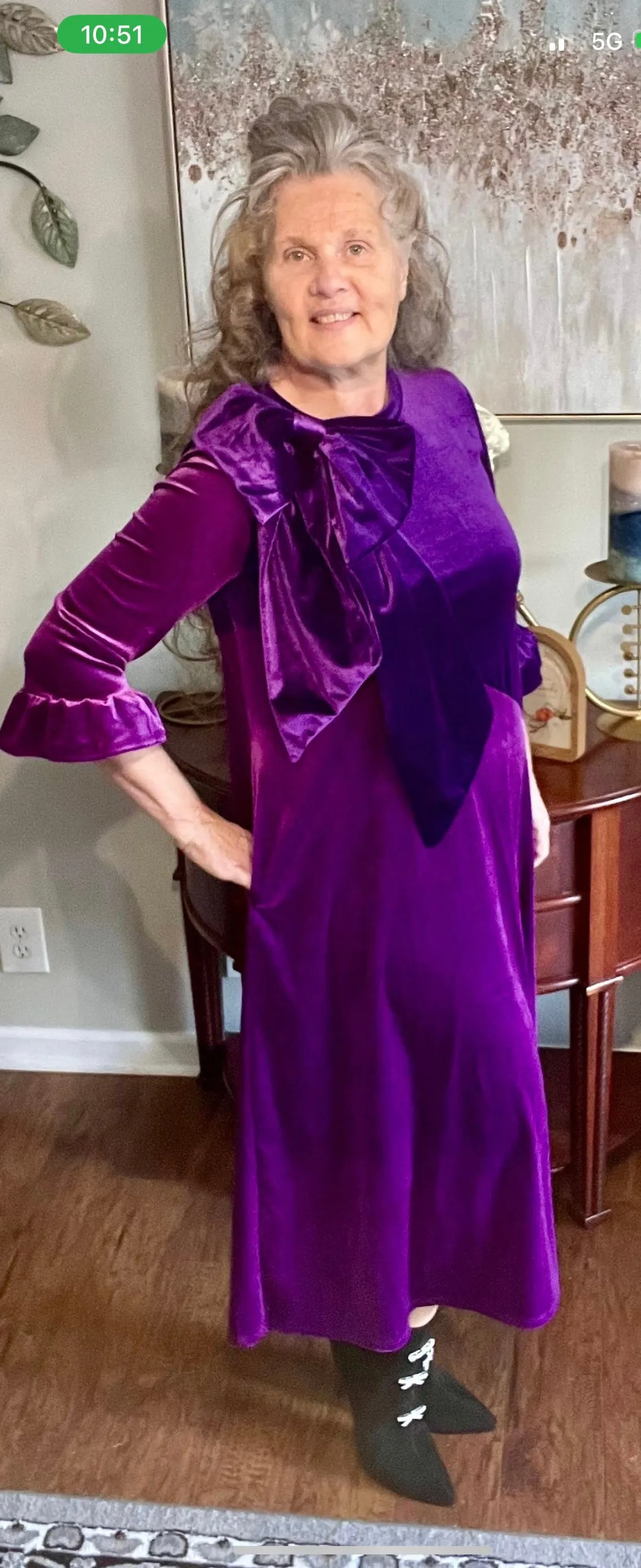 Purple/Plum Velvet Dress:  S-3X.  Can Be Returned For Exchange Only!