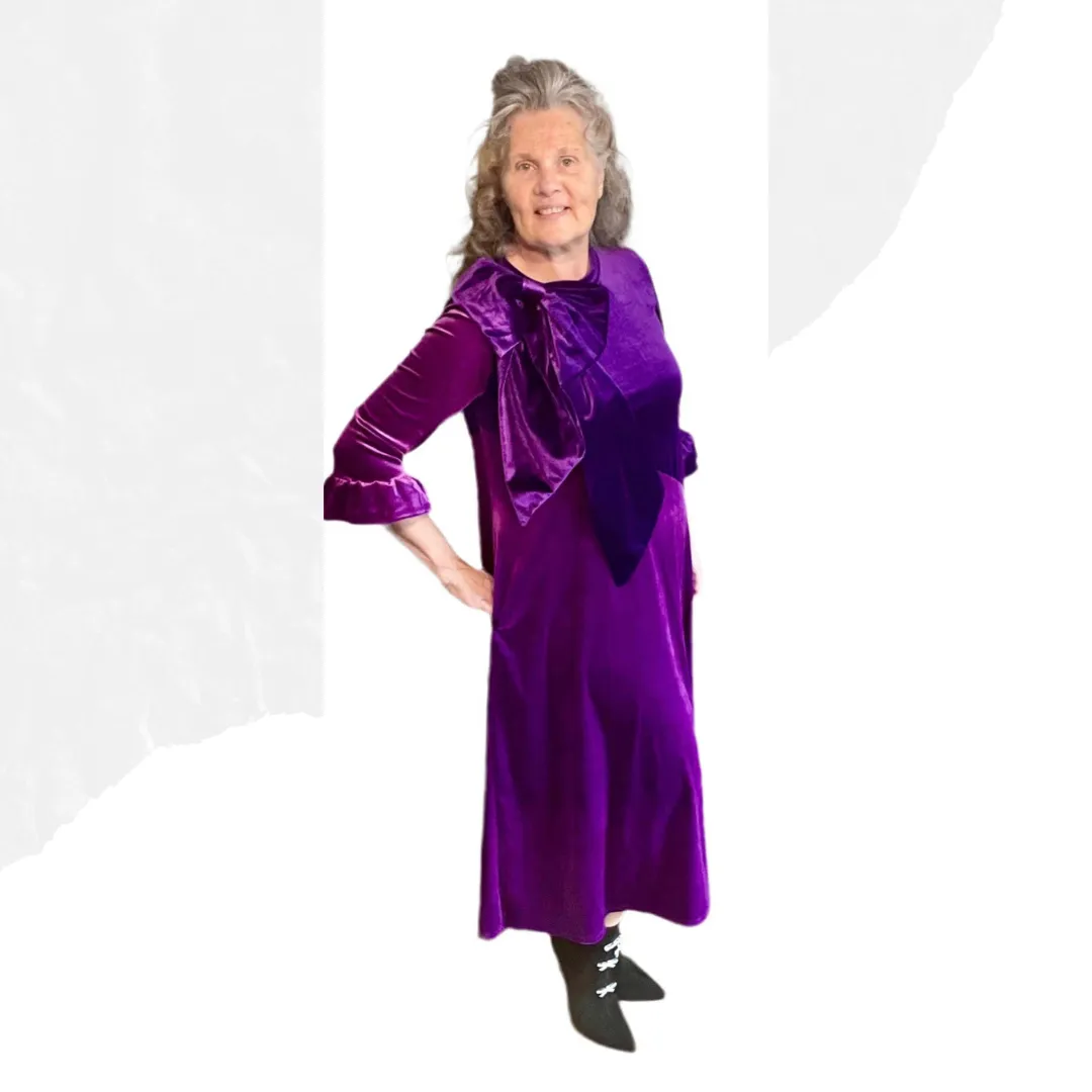 Purple/Plum Velvet Dress:  S-3X.  Can Be Returned For Exchange Only!