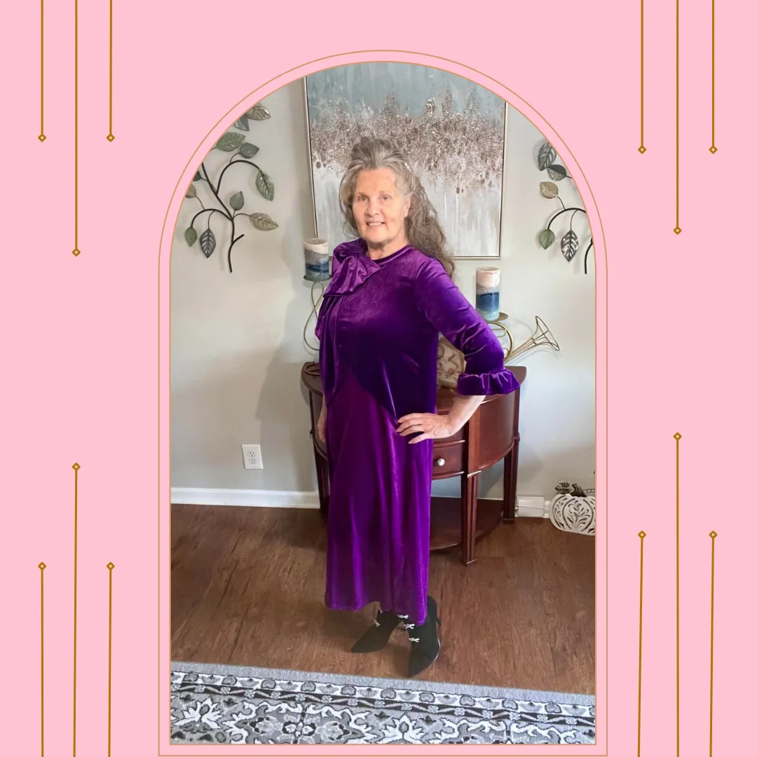 Purple/Plum Velvet Dress:  S-3X.  Can Be Returned For Exchange Only!