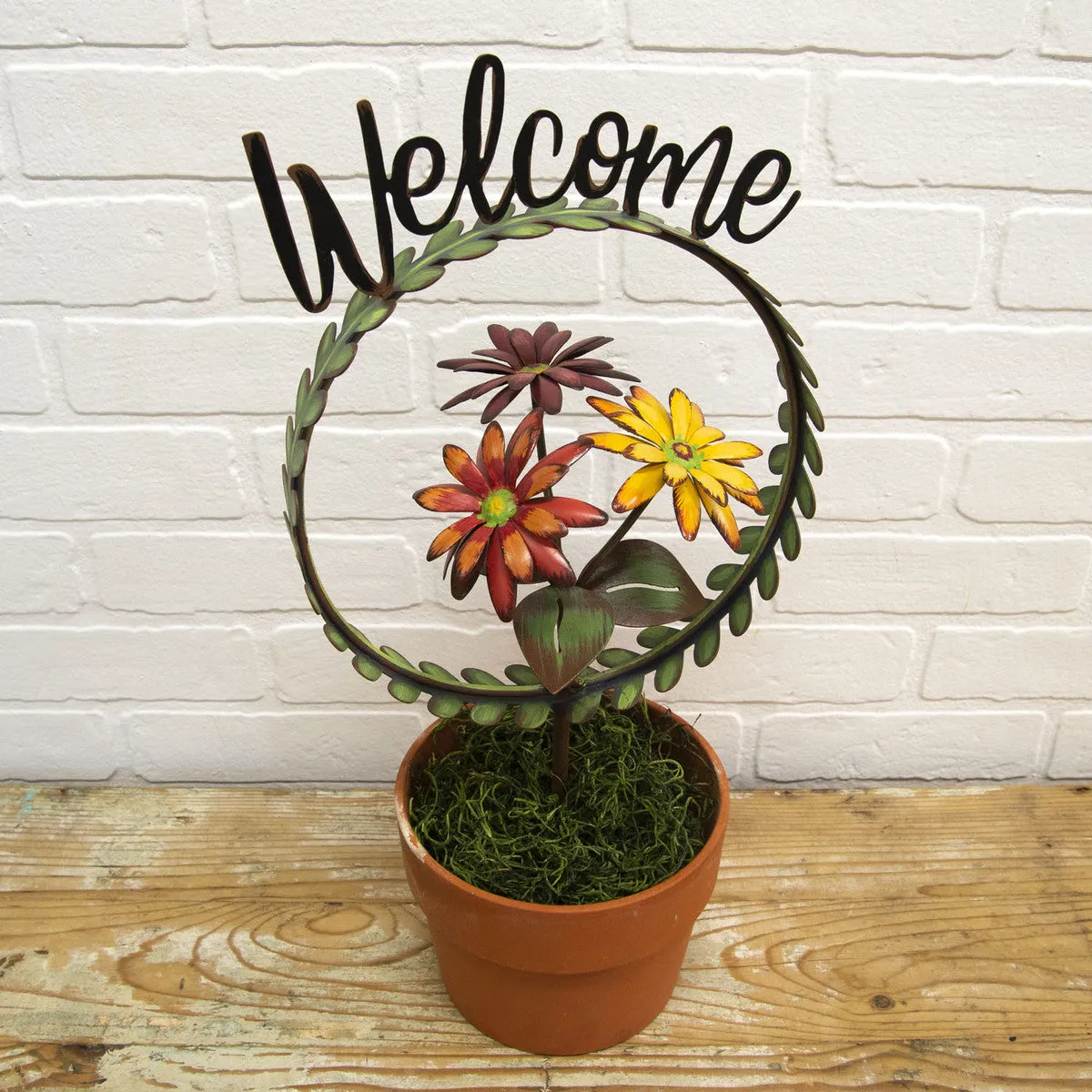 "Welcome" Wreath Finial Holder