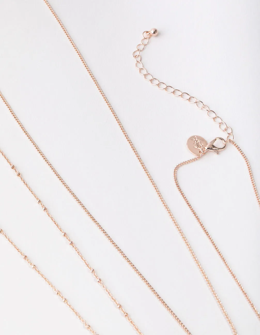Rose Gold Rosary 3-Row Necklace