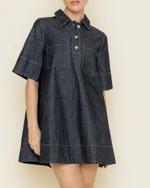 Short Sleeve A Line Mini Dress