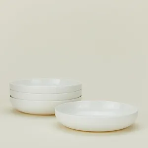 Simple Porcelain Low Bowl, Set of 4