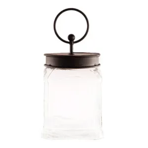 Square Glass Jar with Black Lid by The Round Top Collection