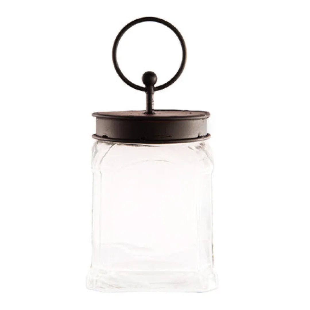 Square Glass Jar with Black Lid by The Round Top Collection