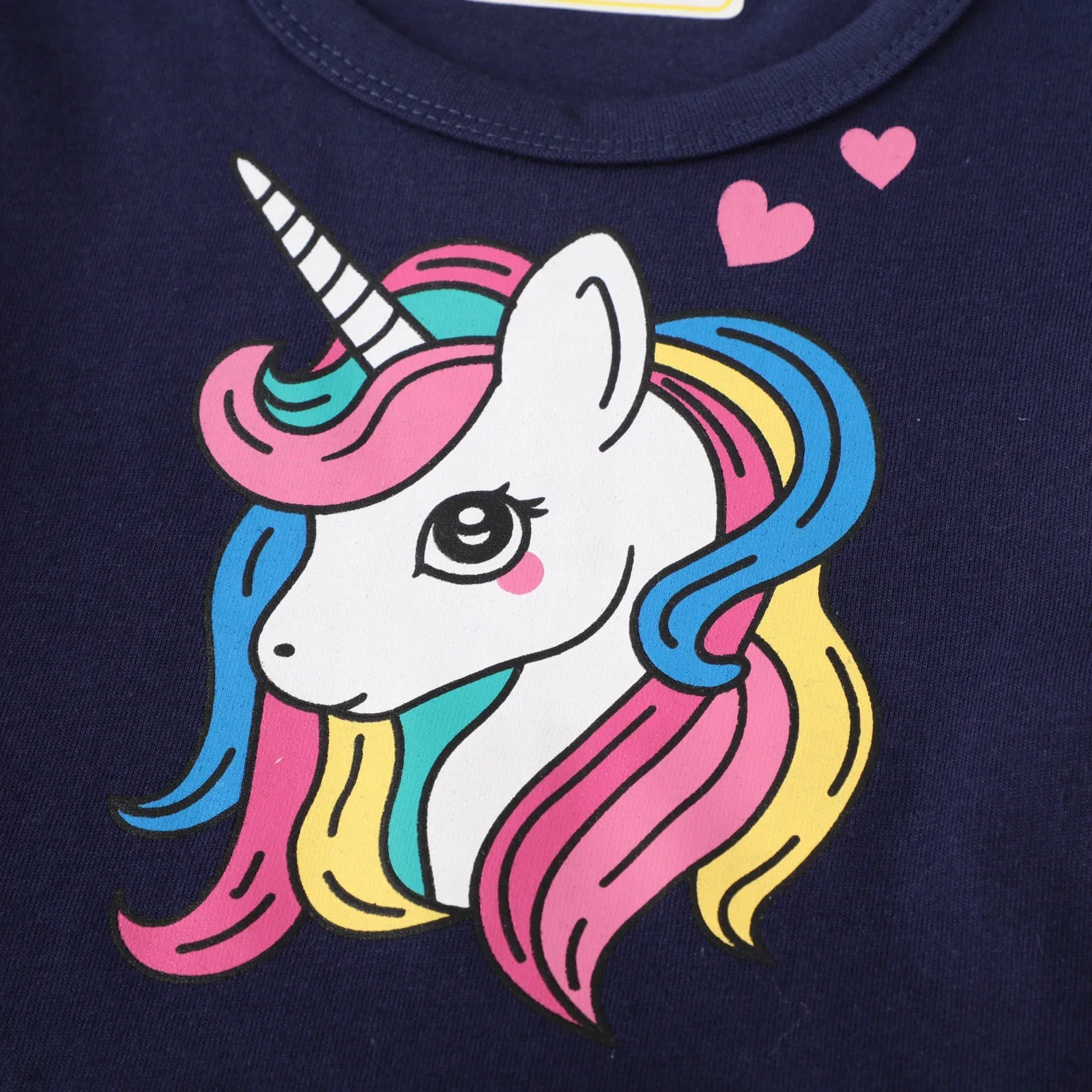 Unicorn Design Blue Short Sleeve Girls Summer Tutu Dress