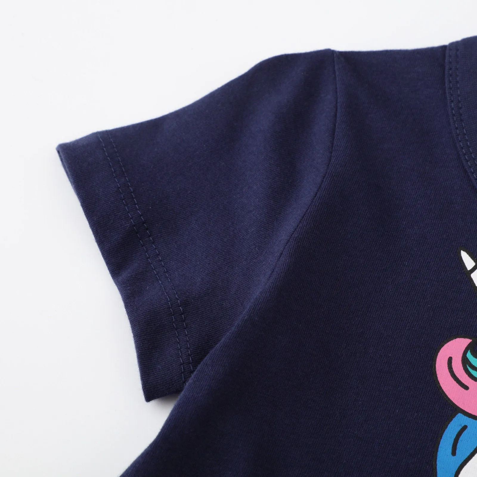 Unicorn Design Blue Short Sleeve Girls Summer Tutu Dress