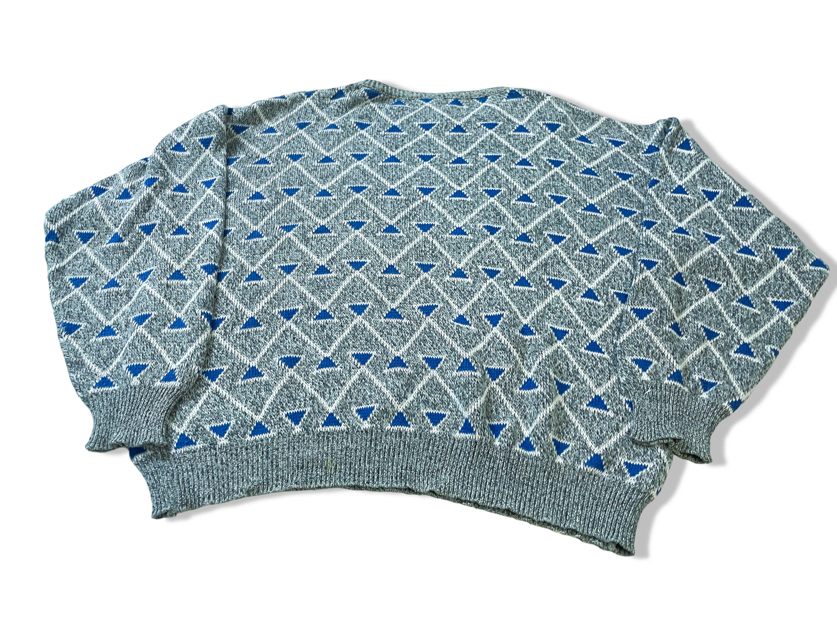 Vintage grey women's Primeur chunky knit geometric print sweatshirt in M|L23 W22|SKU 3988