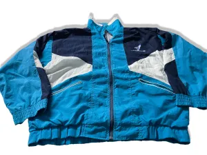 Vintage Hotshark blue colourblock full zip wind breaker jacket in L|L 31 W26| SKU 4044