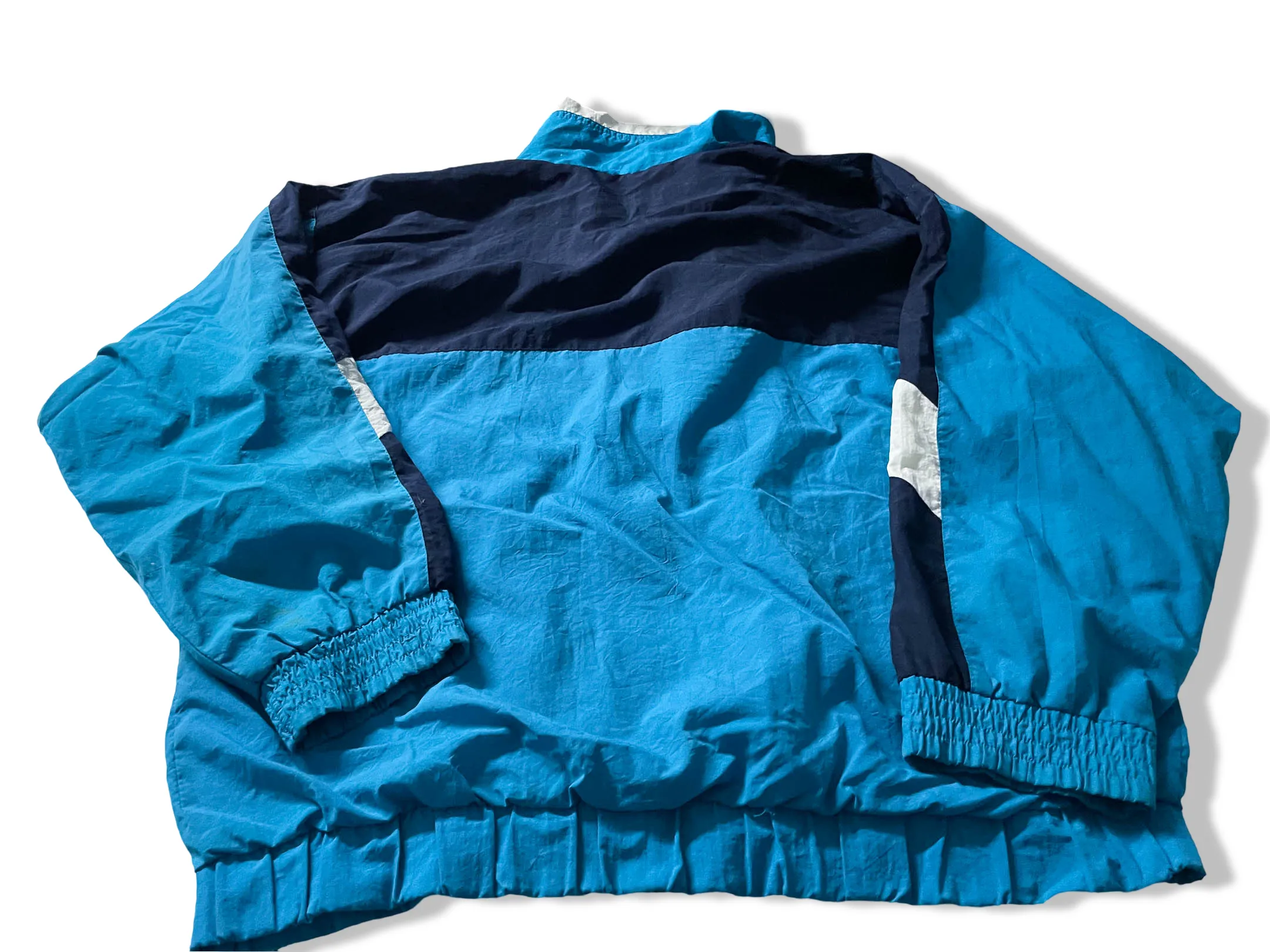 Vintage Hotshark blue colourblock full zip wind breaker jacket in L|L 31 W26| SKU 4044