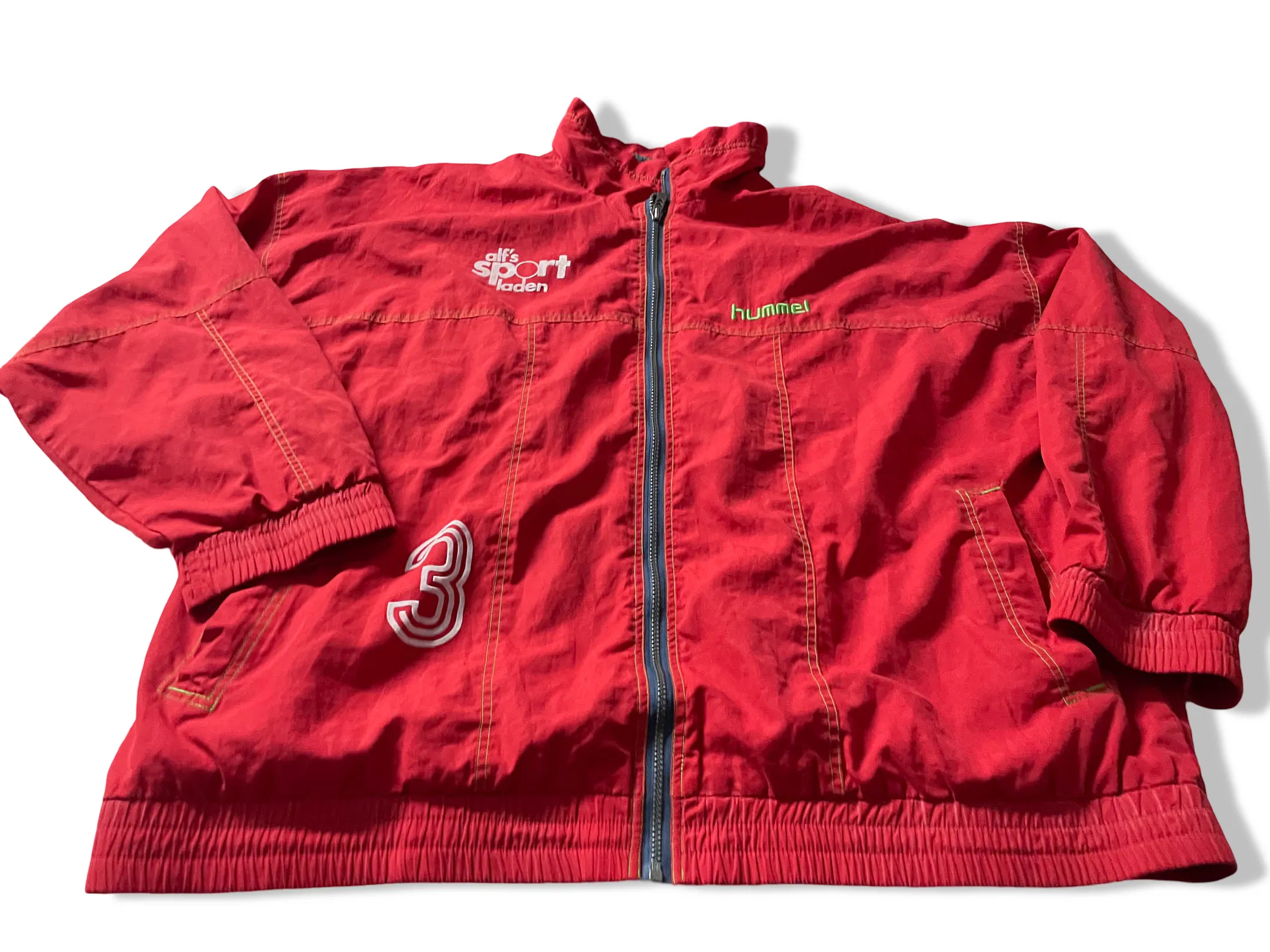 Vintage Hummel Alfs sport laden red wind breaker full zip in XL|L31 W29| SKU 4043