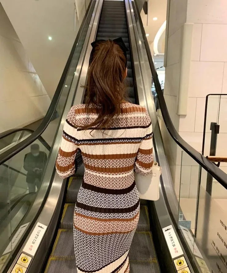 Vvsha Carabella Striped Knit Midi Dress