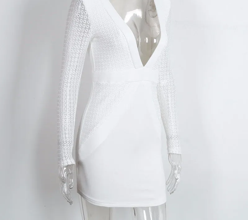 White Club Dress With Long Sleeves